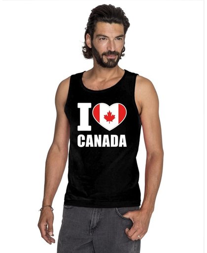 Zwart I love Canada supporter singlet shirt/ tanktop heren - Canadees shirt heren M