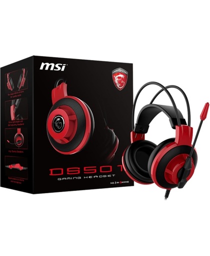 MSI DS501 hoofdtelefoon Stereofonisch Hoofdband Zwart, Rood