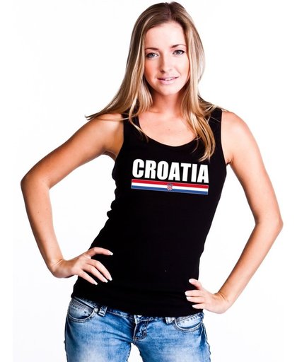 Zwart Croatia supporter mouwloos shirt dames - Kroatie singlet shirt/ tanktop L