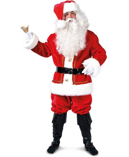 Luxe Kerstman kostuum pak rood wit kerst - jas kerstmuts baard broek riem - compleet kerstmanpak met muts