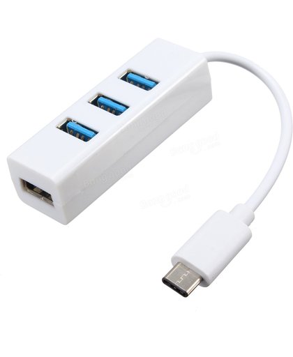 USB Type C (3.1) Naar USB A 3.0  Hub / Splitter / Switch / Kabel Verdeler 4 Poorts