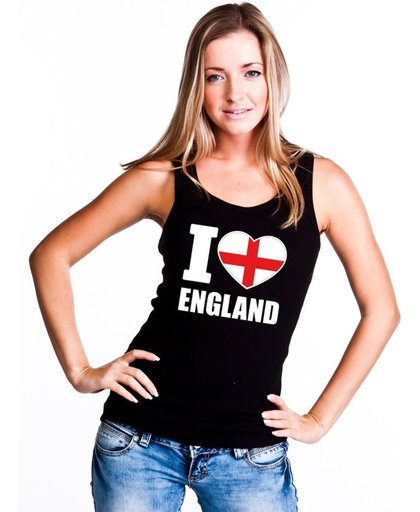 Zwart I love Engeland supporter singlet shirt/ tanktop dames - Engels shirt dames S