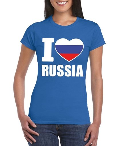 Blauw I love Rusland supporter shirt dames - Russisch t-shirt dames S