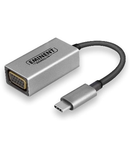 Eminent AB7871 USB Type-C VGA Aluminium, Zwart kabeladapter/verloopstukje