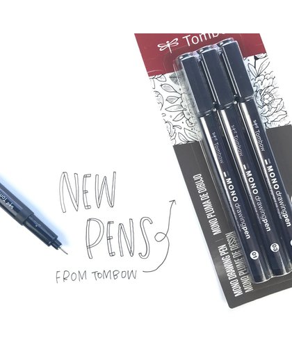 Tombow Mono Drawing Pen - Set van 3 - verpakt in een handige Zipperbag