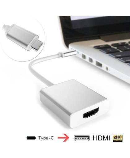 DrPhone - USB-C Naar HDMI - 4K Type-C Adapter - Geen Vertraging In beeld - Stream alles naar een Grote Scherm - 3840 x 2160 Ultra HD 4K - Geschikt voor Macbook / Chromebook / HP Spectre - Windows / Mac OS Laptop / Ultrabooks / Notebook - Zilver