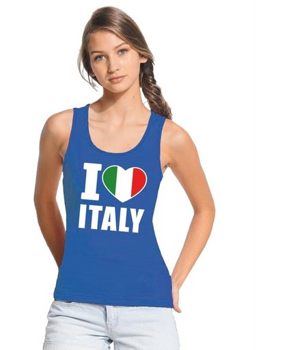 Blauw I love Italie supporter singlet shirt/ tanktop dames - Italiaans shirt dames S