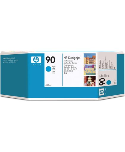 HP 90 cyaan DesignJet inktcartridges, 400 ml, 3-pack inktcartridge
