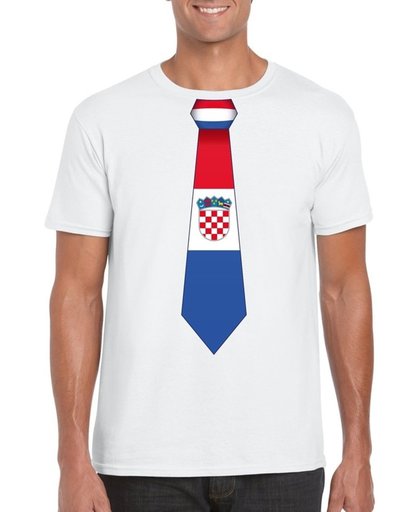 Wit t-shirt met Kroatische vlag stropdas heren - Kroatie supporter XL