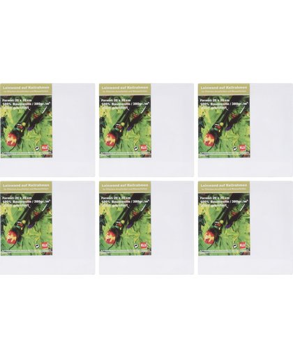 KLS Hoogwaardig Schildersdoek 20x20 cm - 380g/m² - canvas - Voordeelset 6 stuks