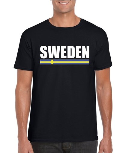 Zwart Zweden supporter t-shirt voor heren - Zweedse vlag shirts M