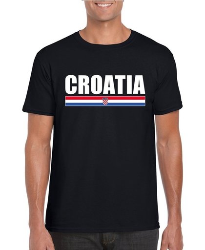Zwart Kroatie supporter t-shirt voor heren - Kroatische vlag shirts S