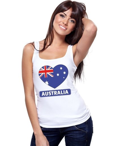 Australie singlet shirt/ tanktop met Australische vlag in hart wit dames L