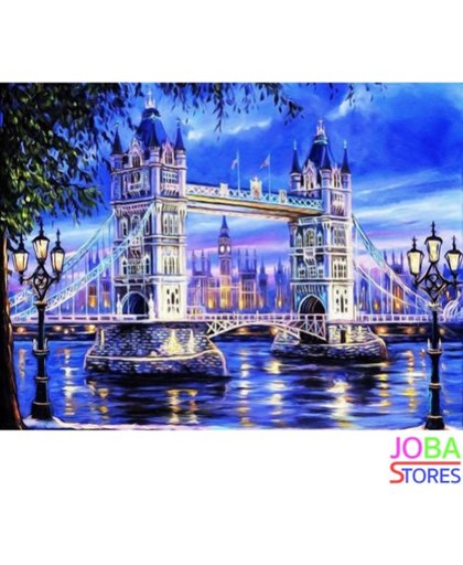 Diamond Painting "JobaStores®" London Tower Bridge - volledig - 60x50cm - rond