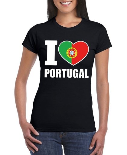 Zwart I love Portugal supporter shirt dames - Portugees t-shirt dames S