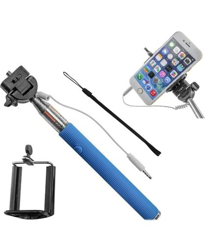 Selfie stick blauw monopod met ingebouwde shutter / afdrukknop voor de Smartphone (iPhone / Samsung / HTC / Nokia / Universeel)