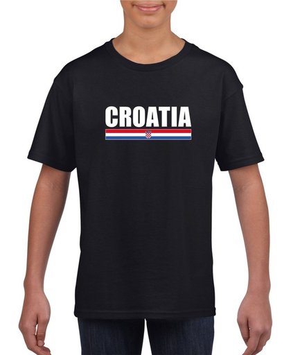 Zwart Kroatie supporter t-shirt voor heren - Kroatische vlag shirts S (122-128)