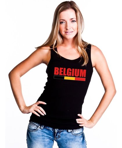 Zwart Belgium supporter mouwloos shirt dames - Belgie singlet shirt/ tanktop XL