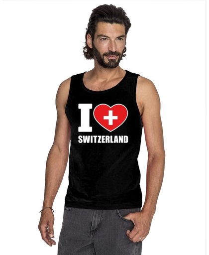 Zwart I love Zwitserland supporter singlet shirt/ tanktop heren - Zwitsers shirt heren 2XL
