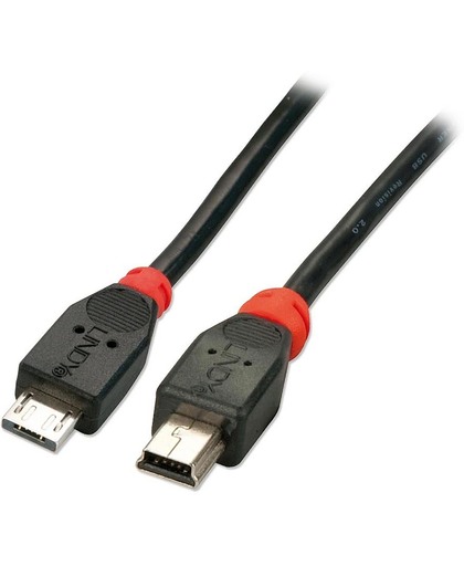 Lindy USB Micro-A - USB Mini-B, 0.5m 0.5m Micro-USB A Mini-USB B Mannelijk Mannelijk Zwart USB-kabel
