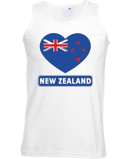 Nieuw zeeland singlet shirt/ tanktop met Nieuw zeelandse vlag in hart wit heren M