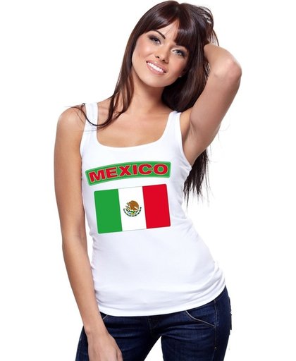 Mexico singlet shirt/ tanktop met Mexicaanse vlag wit dames S
