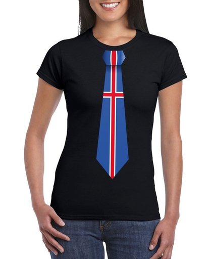 Zwart t-shirt met IJslandse vlag stropdas dames -  IJsland supporter L