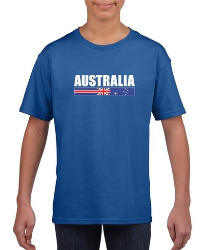 Blauw Australie supporter t-shirt voor heren - Australische vlag shirts M (134-140)