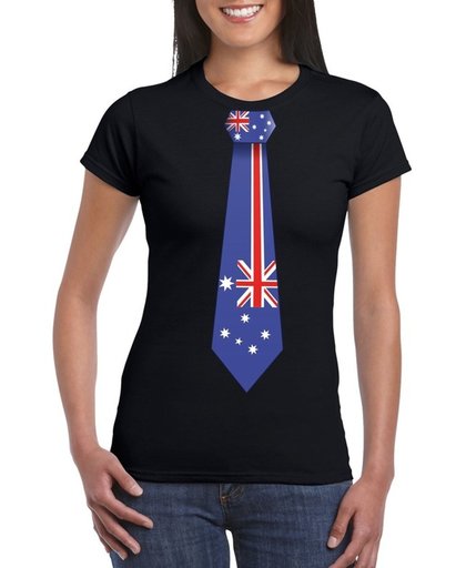 Zwart t-shirt met Australische vlag stropdas dames -  Australie supporter L