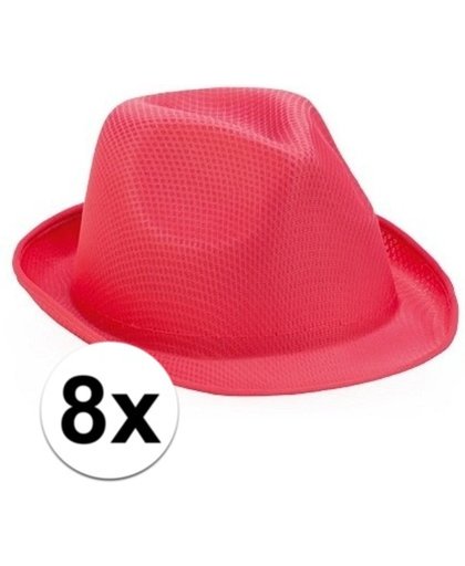 8x Roze Toppers trilby hoedjes voor volwassenen