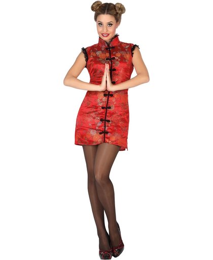 Rode Chinese outfit voor vrouwen  - Verkleedkleding - M/L
