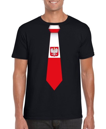 Zwart t-shirt met Poolse vlag stropdas heren - Polen supporter M