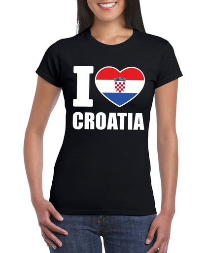 Zwart I love Kroatie supporter shirt dames - Kroatisch t-shirt dames M