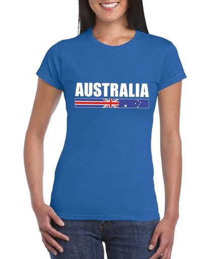 Blauw Australie supporter t-shirt voor dames - Australische vlag shirts S