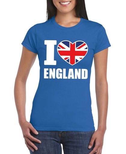 Blauw I love England supporter shirt dames - Engeland t-shirt dames M