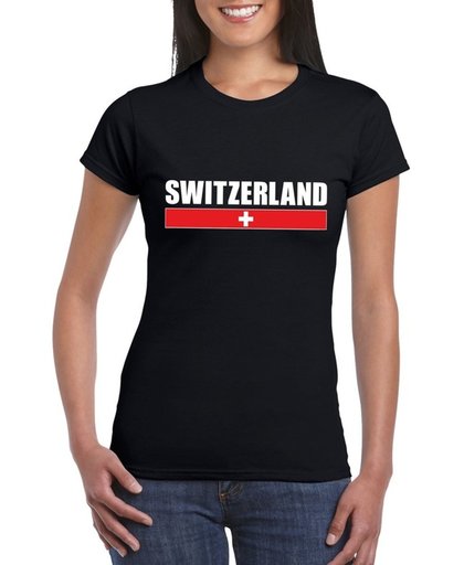 Zwart Zwitserland supporter t-shirt voor dames - Zwitserse vlag shirts XL