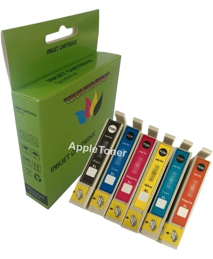 6 Pack Compatible Epson T2431/T2432/T2433/T2434/T2435/T2436XL BK*1/C*1/M*1/Y*1/LC*1/LM*1 inktcartridges, 6 pak zwart+kleur T24XL  Cartridges Cartridge