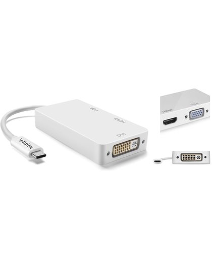 3 in 1 Supersnelle USB C port Naar VGA & HDMI & DVI Kabel 4K Resolutie / Adapter / Schakelaar / USBC Port Display Port To VGA Connector / Voor Apple / Mac / Macbook