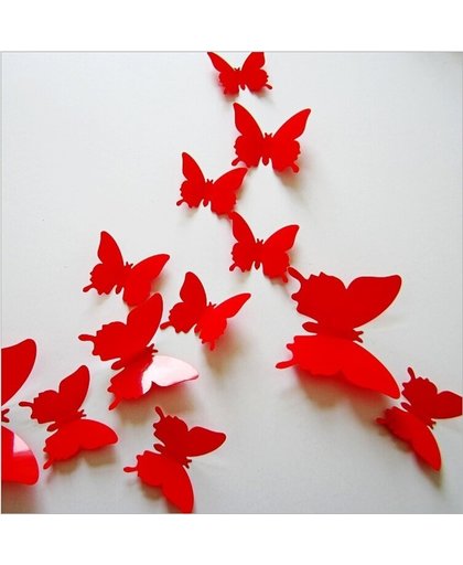 Effen rode 3D-vlinders muurstickers