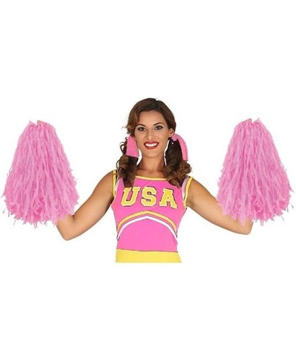 2 stuks voordelige cheerleader cheerball roze 28 cm