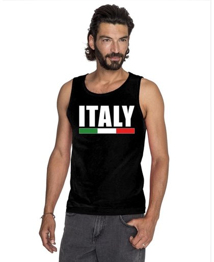 Zwart Italy supporter mouwloos shirt heren - Italie singlet shirt/ tanktop S