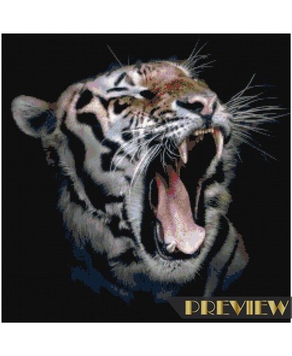 Diamond Painting Angstaanjagende tijger - 60 x 60 cm FULL (Volledige bedekking, vierkante steentjes)
