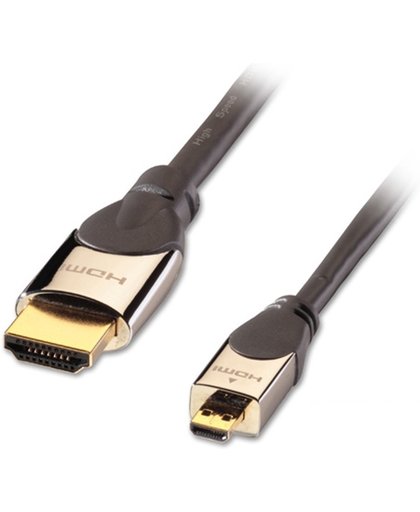 Lindy CROMO, HDMI - Micro HDMI, 2m 2m HDMI Micro-HDMI Zwart, Zilver HDMI kabel