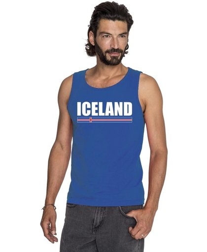 Blauw Iceland supporter mouwloos shirt heren - Ijsland singlet shirt/ tanktop M