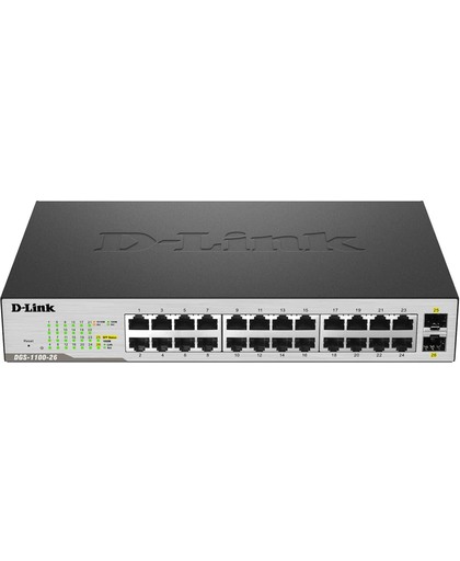 D-Link DGS-1100-26 L2 Gigabit Ethernet (10/100/1000) Zwart, Grijs netwerk-switch