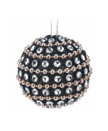 Zwarte kerstballen met steentjes 3 stuks