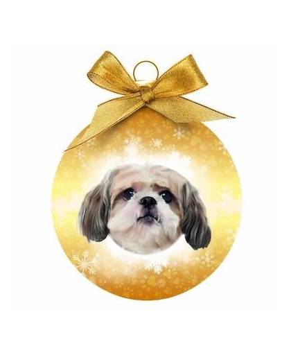 Kerstboom decoratie kerstbal hond shih tzu 8 cm