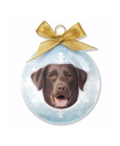 Kerstboom decoratie kerstbal dog labrador chocolate 8 cm