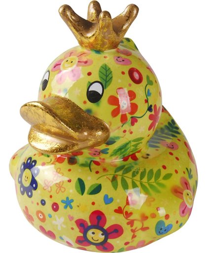 King Duck Ducky spaarpot | Eend - groen met bloemen| Pomme pidou