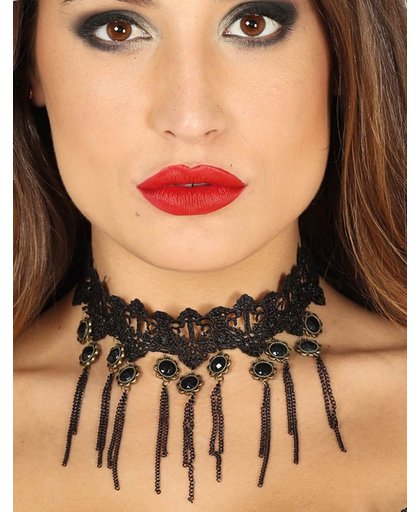 Sexy zwarte gothic halsband voor vrouwen - Verkleedattribuut